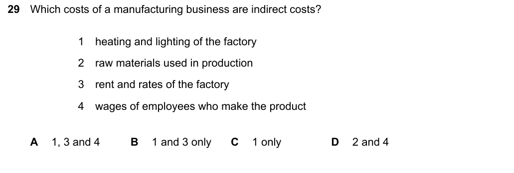 Complete Cambridge IGCSE Accounting 0452 Paper 1 question 29, February/March 2024, variant 2.