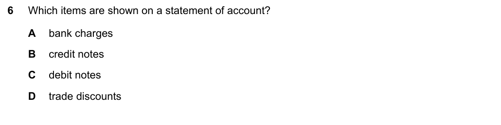 Complete Cambridge IGCSE Accounting 0452 Paper 1 question 6, May/June 2023, variant 1.