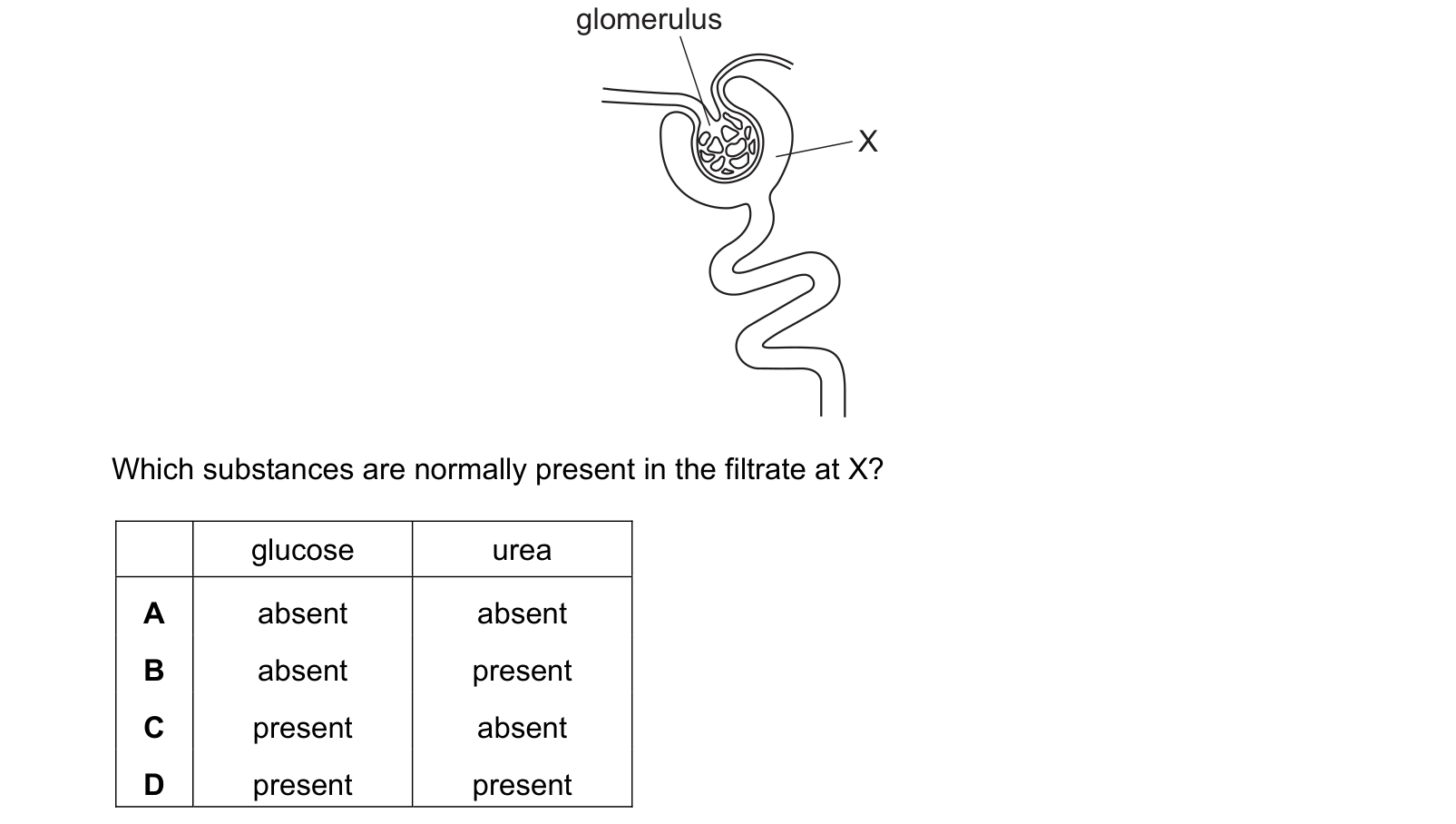 Diagram from the Cambridge Biology 0610 Paper 2 October/November 2021 paper, variant 1, question 23.