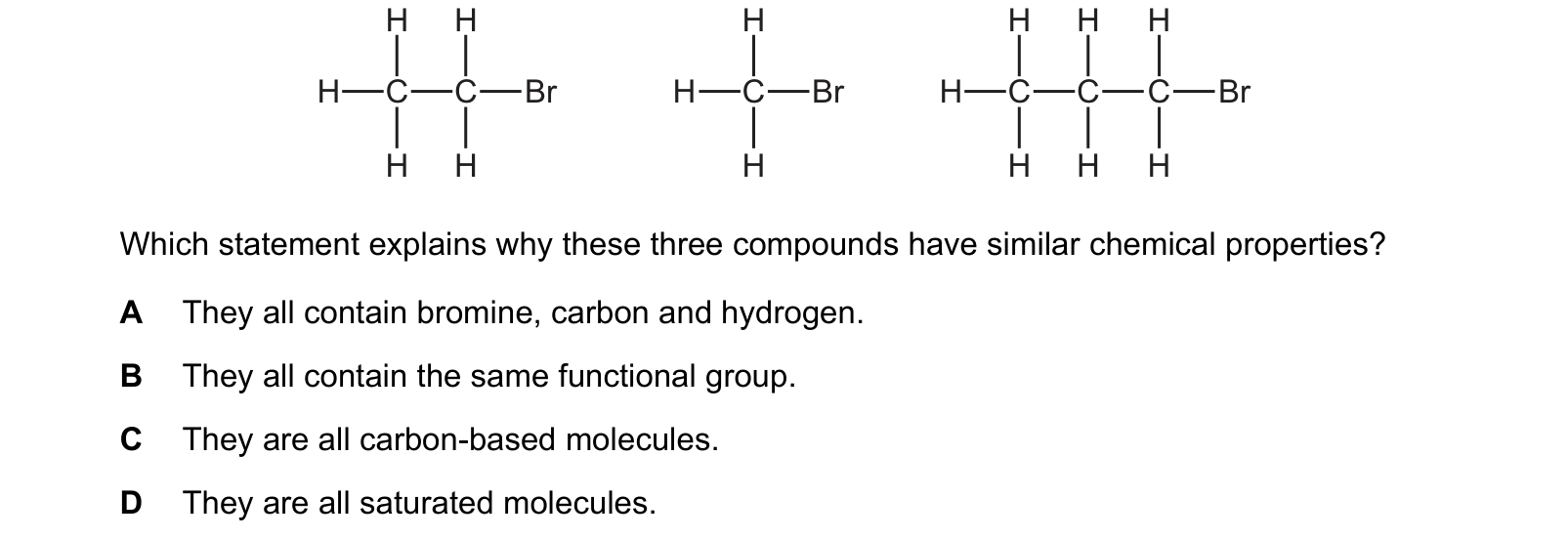 Diagram from the Cambridge Chemistry 0620 Paper 1 October/November 2019 paper, variant 2, question 36.