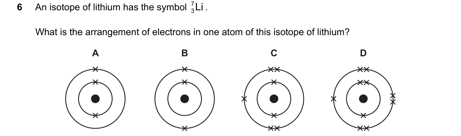 Diagram from the Cambridge Chemistry 0620 Paper 1 October/November 2019 paper, variant 2, question 6.