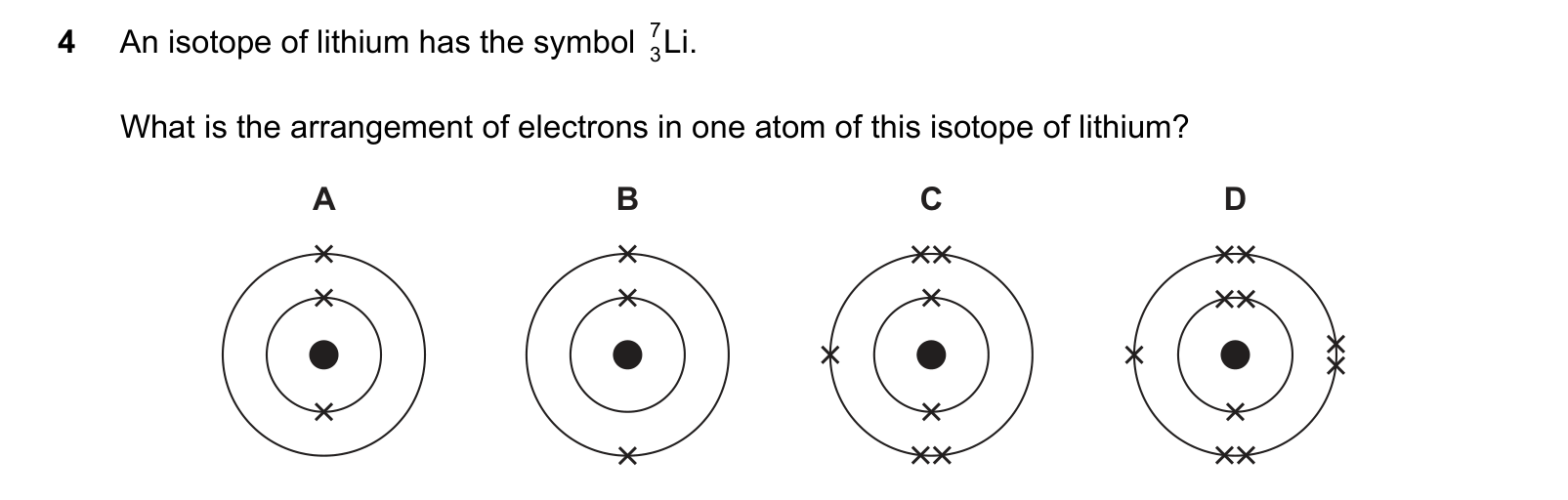 Diagram from the Cambridge Chemistry 0620 Paper 1 October/November 2023 paper, variant 1, question 4.