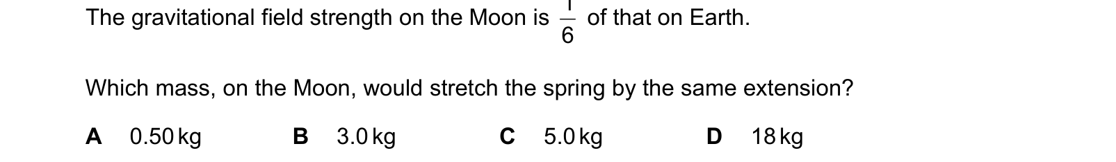 Table from the Cambridge Physics 0625 Paper 2 May/June 2019 paper, variant 3, question 4.