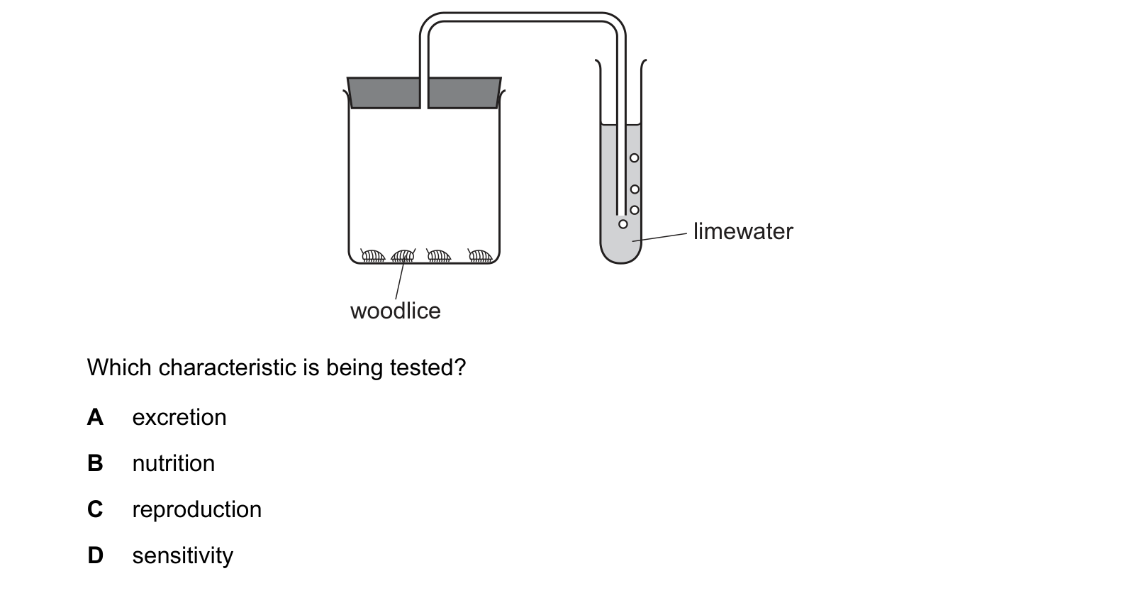 Diagram from the Cambridge Co-ordinated Sciences 0654 Paper 1 May/June 2020 paper, variant 3, question 1.