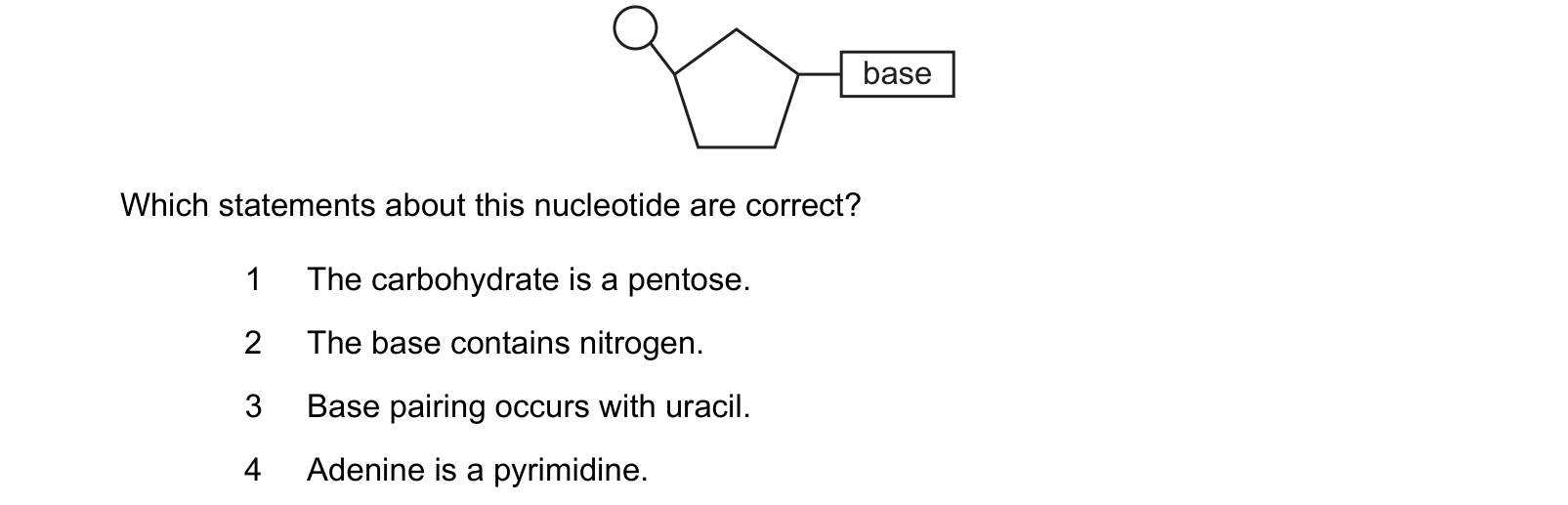 Diagram from the Cambridge Biology 9700 Paper 1 February/March 2022 paper, variant 2, question 23.
