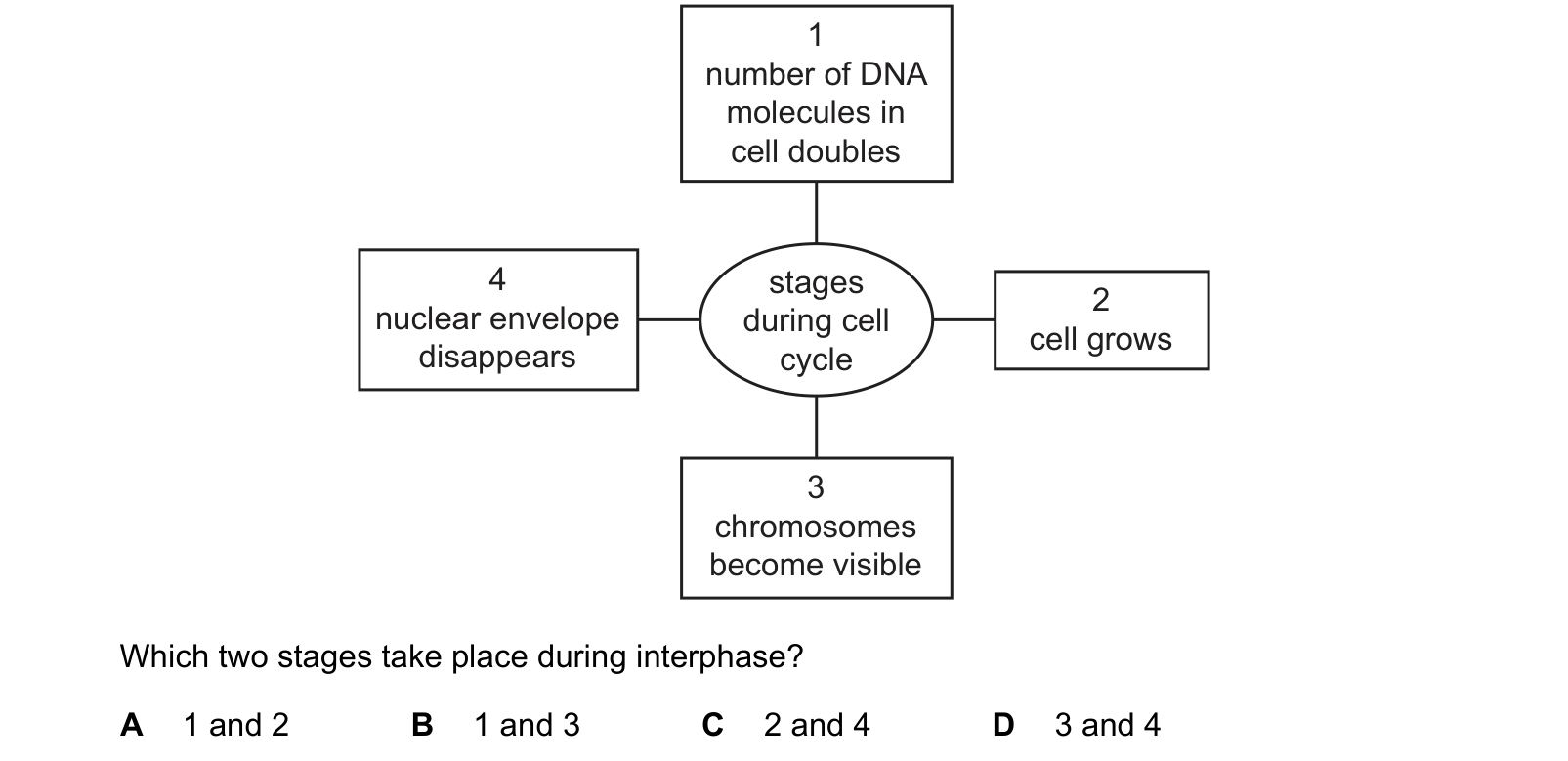 Diagram from the Cambridge Biology 9700 Paper 1 October/November 2022 paper, variant 3, question 21.