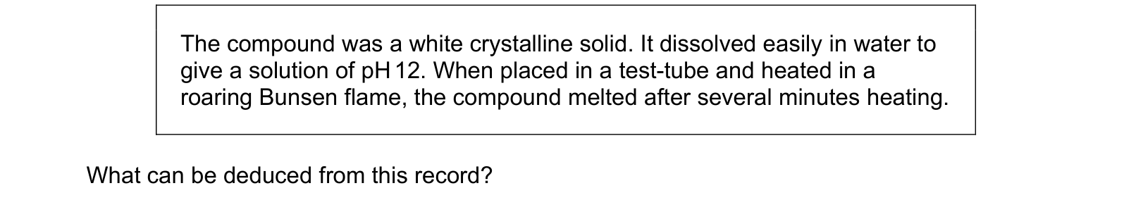 Table from the Cambridge Chemistry 9701 Paper 1 February/March 2022 paper, variant 2, question 17.