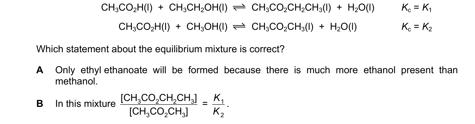 Diagram from the Cambridge Chemistry 9701 Paper 1 May/June 2022 paper, variant 1, question 13.