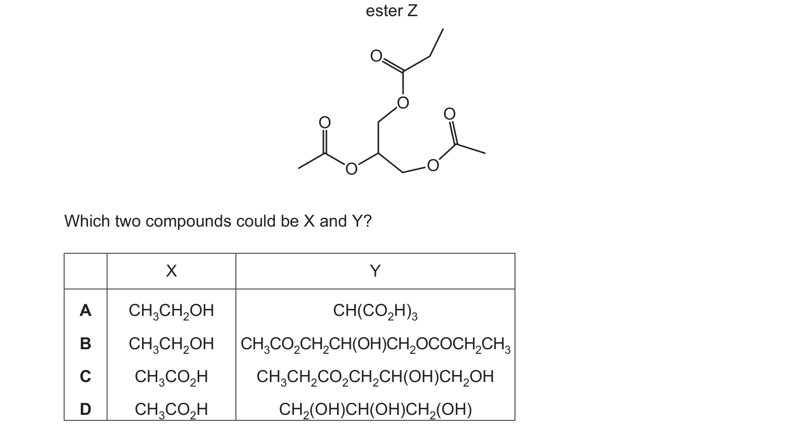 Diagram from the Cambridge Chemistry 9701 Paper 1 May/June 2023 paper, variant 1, question 38.
