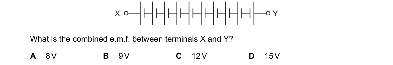 Diagram from the Cambridge Physics 9702 Paper 1 February/March 2022 paper, variant 2, question 33.