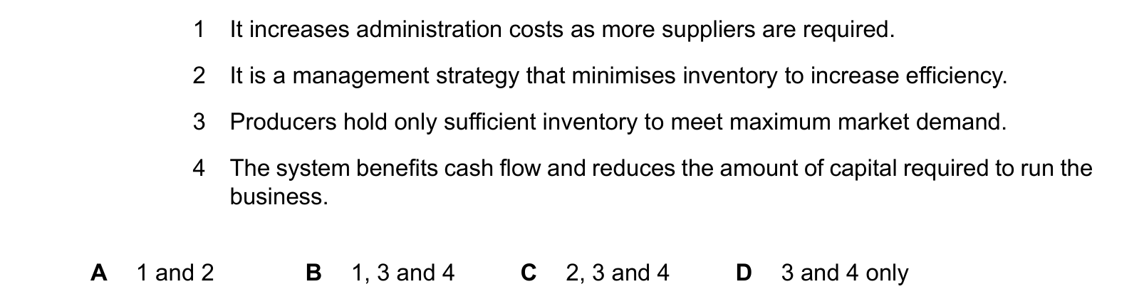 Diagram from the Cambridge Accounting 9706 Paper 1 February/March 2024 paper, variant 2, question 23.