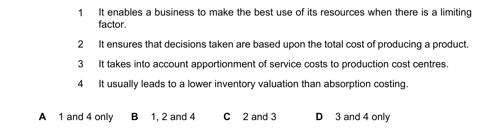 Diagram from the Cambridge Accounting 9706 Paper 1 May/June 2024 paper, variant 1, question 27.