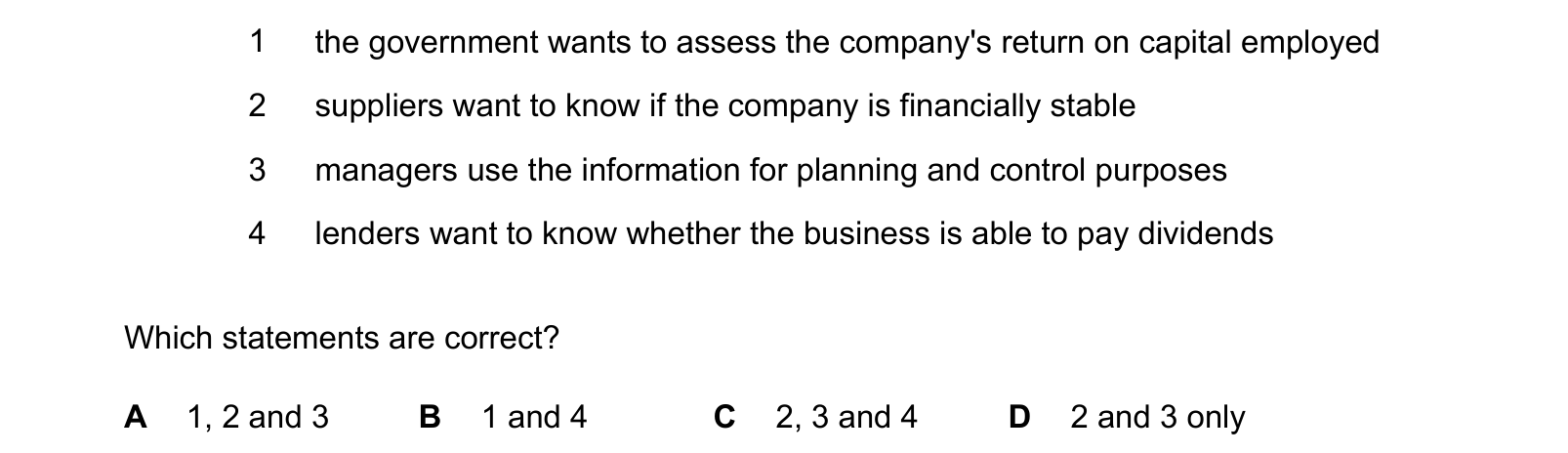 Diagram from the Cambridge Accounting 9706 Paper 1 May/June 2024 paper, variant 2, question 19.