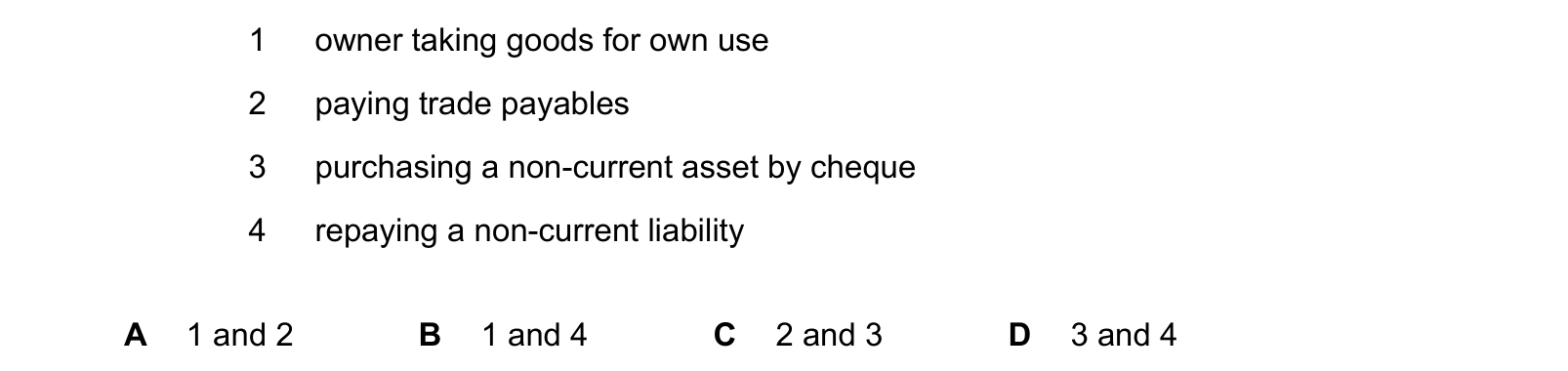 Diagram from the Cambridge Accounting 9706 Paper 1 May/June 2024 paper, variant 3, question 21.