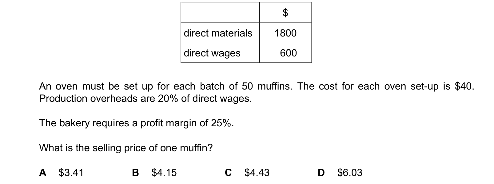 Diagram from the Cambridge Accounting 9706 Paper 1 October/November 2024 paper, variant 3, question 26.