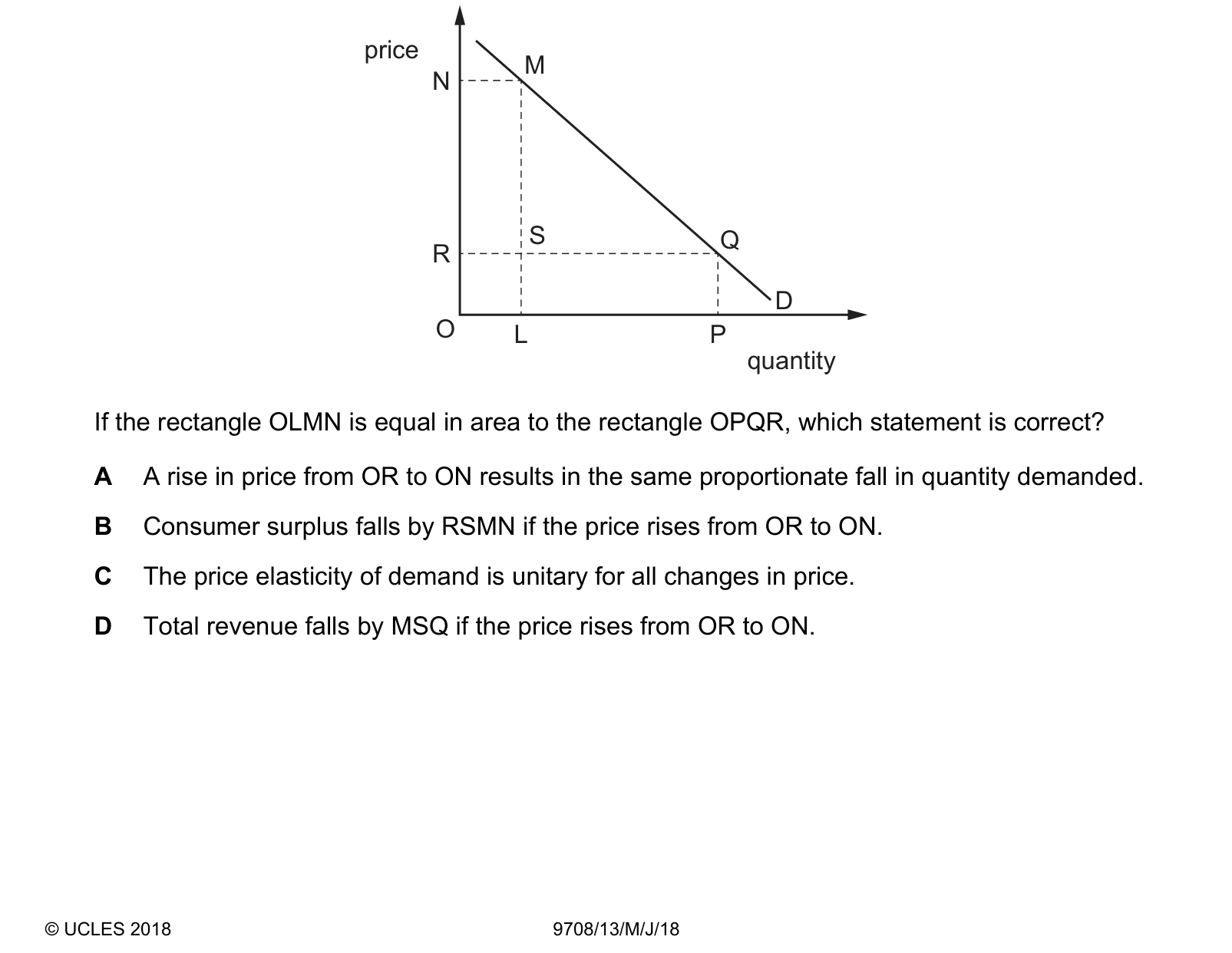 Diagram from the Cambridge Paper 1 (AS) May/June 2018 paper, variant 3.